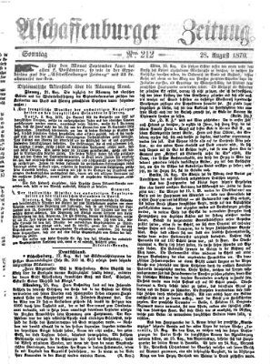 Aschaffenburger Zeitung Sonntag 28. August 1870