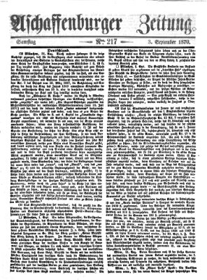 Aschaffenburger Zeitung Samstag 3. September 1870