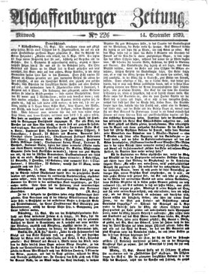 Aschaffenburger Zeitung Mittwoch 14. September 1870