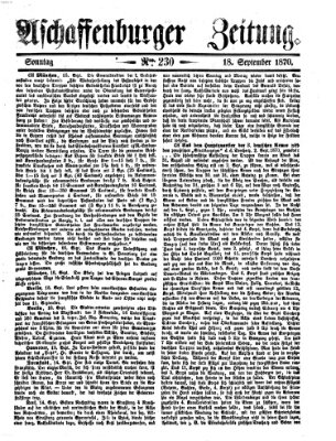 Aschaffenburger Zeitung Sonntag 18. September 1870