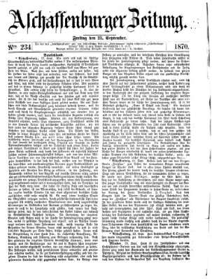 Aschaffenburger Zeitung Freitag 23. September 1870