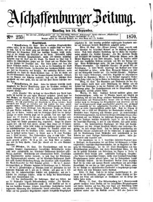 Aschaffenburger Zeitung Samstag 24. September 1870