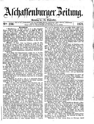 Aschaffenburger Zeitung Sonntag 25. September 1870