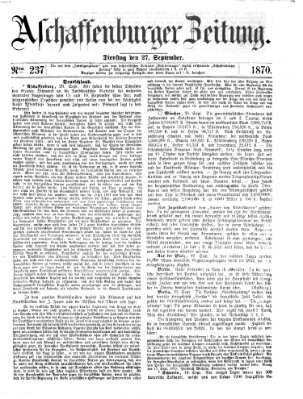 Aschaffenburger Zeitung Dienstag 27. September 1870