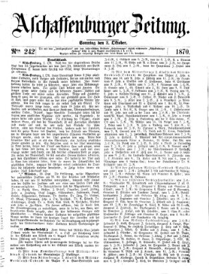 Aschaffenburger Zeitung Sonntag 2. Oktober 1870