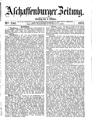 Aschaffenburger Zeitung Dienstag 4. Oktober 1870