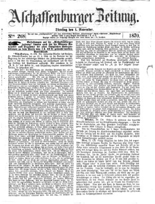 Aschaffenburger Zeitung Dienstag 1. November 1870