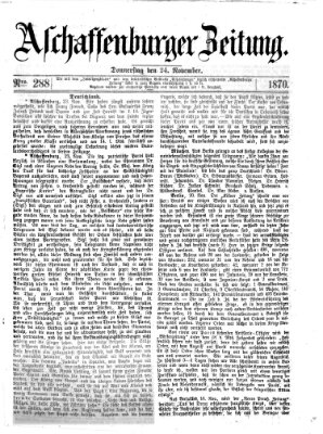 Aschaffenburger Zeitung Donnerstag 24. November 1870