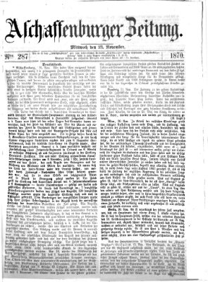 Aschaffenburger Zeitung Mittwoch 23. November 1870