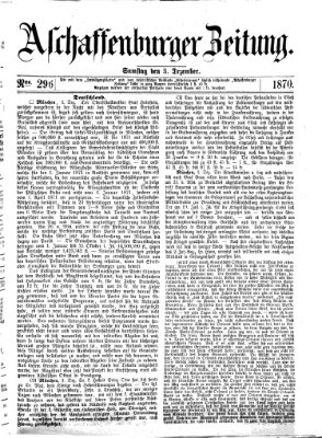 Aschaffenburger Zeitung Samstag 3. Dezember 1870