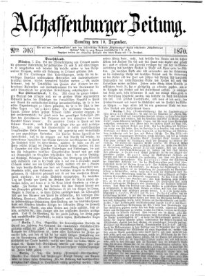 Aschaffenburger Zeitung Samstag 10. Dezember 1870