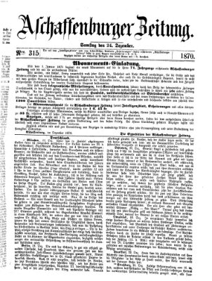 Aschaffenburger Zeitung Samstag 24. Dezember 1870