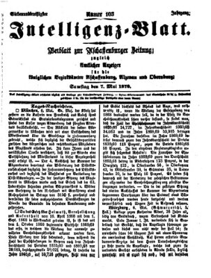 Aschaffenburger Zeitung. Intelligenz-Blatt : Beiblatt zur Aschaffenburger Zeitung ; zugleich amtlicher Anzeiger für die K. Bezirksämter Aschaffenburg, Alzenau und Obernburg (Aschaffenburger Zeitung) Samstag 7. Mai 1870