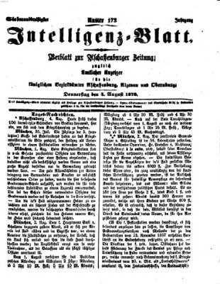 Aschaffenburger Zeitung. Intelligenz-Blatt : Beiblatt zur Aschaffenburger Zeitung ; zugleich amtlicher Anzeiger für die K. Bezirksämter Aschaffenburg, Alzenau und Obernburg (Aschaffenburger Zeitung) Donnerstag 4. August 1870