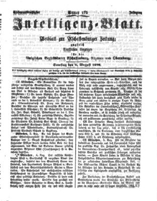 Aschaffenburger Zeitung. Intelligenz-Blatt : Beiblatt zur Aschaffenburger Zeitung ; zugleich amtlicher Anzeiger für die K. Bezirksämter Aschaffenburg, Alzenau und Obernburg (Aschaffenburger Zeitung) Samstag 6. August 1870