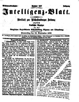 Aschaffenburger Zeitung. Intelligenz-Blatt : Beiblatt zur Aschaffenburger Zeitung ; zugleich amtlicher Anzeiger für die K. Bezirksämter Aschaffenburg, Alzenau und Obernburg (Aschaffenburger Zeitung) Donnerstag 15. September 1870