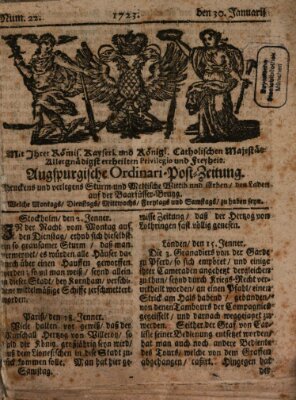 Augspurgische Ordinari-Post-Zeitung (Augsburger Postzeitung) Samstag 30. Januar 1723