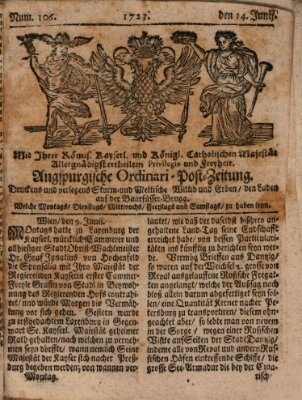 Augspurgische Ordinari-Post-Zeitung (Augsburger Postzeitung) Freitag 4. Juni 1723