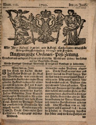 Augspurgische Ordinari-Post-Zeitung (Augsburger Postzeitung) Mittwoch 30. Juni 1723