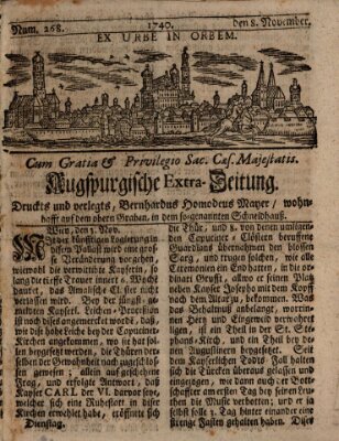 Augspurgische Ordinari-Post-Zeitung (Augsburger Postzeitung) Dienstag 8. November 1740