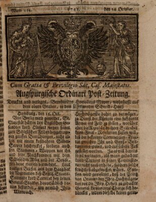 Augspurgische Ordinari-Post-Zeitung (Augsburger Postzeitung) Mittwoch 24. Oktober 1742