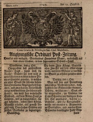 Augspurgische Ordinari-Post-Zeitung (Augsburger Postzeitung) Samstag 19. Oktober 1743