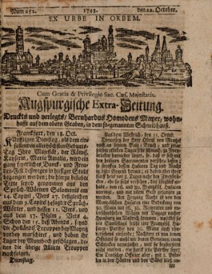 Augspurgische Ordinari-Post-Zeitung (Augsburger Postzeitung) Dienstag 22. Oktober 1743