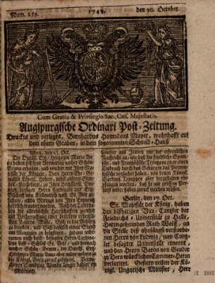 Augspurgische Ordinari-Post-Zeitung (Augsburger Postzeitung) Mittwoch 30. Oktober 1743