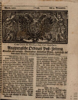 Augspurgische Ordinari-Post-Zeitung (Augsburger Postzeitung) Mittwoch 6. November 1743