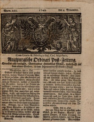 Augspurgische Ordinari-Post-Zeitung (Augsburger Postzeitung) Mittwoch 6. November 1743