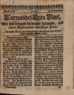 Augspurgische Ordinari-Post-Zeitung (Augsburger Postzeitung) Donnerstag 7. November 1743