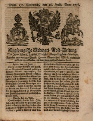 Augspurgische Ordinari-Post-Zeitung (Augsburger Postzeitung) Mittwoch 26. Juli 1758