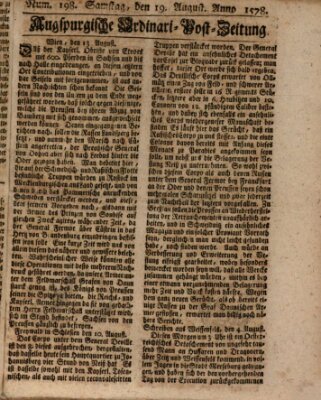 Augspurgische Ordinari-Post-Zeitung (Augsburger Postzeitung) Samstag 19. August 1758