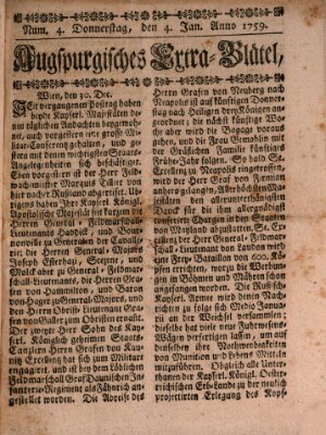 Augspurgische Ordinari-Post-Zeitung (Augsburger Postzeitung) Donnerstag 4. Januar 1759