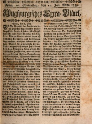 Augspurgische Ordinari-Post-Zeitung (Augsburger Postzeitung) Donnerstag 11. Januar 1759