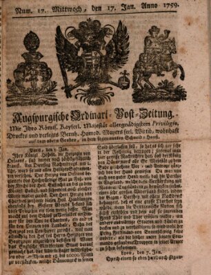 Augspurgische Ordinari-Post-Zeitung (Augsburger Postzeitung) Mittwoch 17. Januar 1759