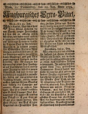 Augspurgische Ordinari-Post-Zeitung (Augsburger Postzeitung) Donnerstag 25. Januar 1759