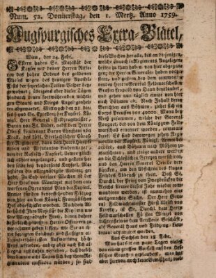 Augspurgische Ordinari-Post-Zeitung (Augsburger Postzeitung) Donnerstag 1. März 1759