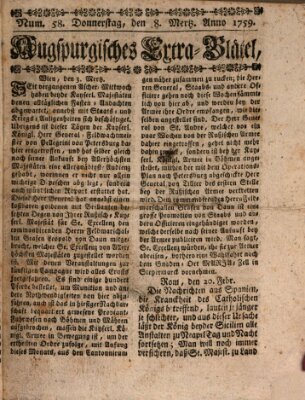 Augspurgische Ordinari-Post-Zeitung (Augsburger Postzeitung) Donnerstag 8. März 1759