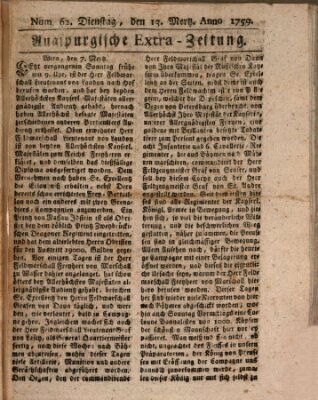 Augspurgische Ordinari-Post-Zeitung (Augsburger Postzeitung) Dienstag 13. März 1759