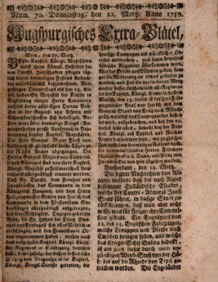 Augspurgische Ordinari-Post-Zeitung (Augsburger Postzeitung) Donnerstag 22. März 1759