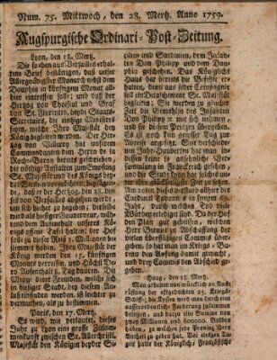 Augspurgische Ordinari-Post-Zeitung (Augsburger Postzeitung) Mittwoch 28. März 1759