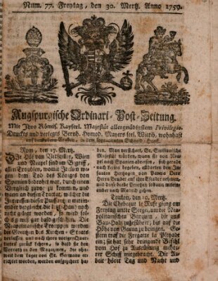 Augspurgische Ordinari-Post-Zeitung (Augsburger Postzeitung) Freitag 30. März 1759