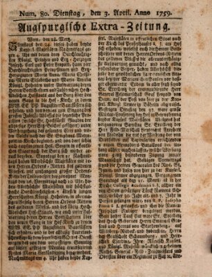 Augspurgische Ordinari-Post-Zeitung (Augsburger Postzeitung) Dienstag 3. April 1759