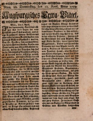 Augspurgische Ordinari-Post-Zeitung (Augsburger Postzeitung) Donnerstag 12. April 1759