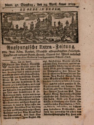 Augspurgische Ordinari-Post-Zeitung (Augsburger Postzeitung) Dienstag 24. April 1759