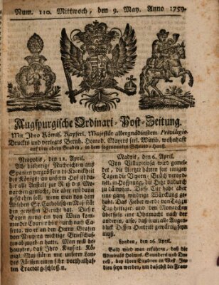 Augspurgische Ordinari-Post-Zeitung (Augsburger Postzeitung) Mittwoch 9. Mai 1759