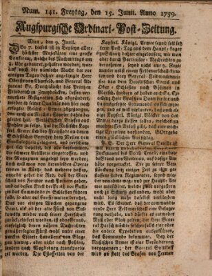 Augspurgische Ordinari-Post-Zeitung (Augsburger Postzeitung) Freitag 15. Juni 1759