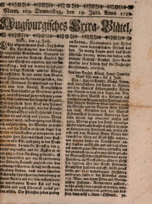 Augspurgische Ordinari-Post-Zeitung (Augsburger Postzeitung) Donnerstag 19. Juli 1759