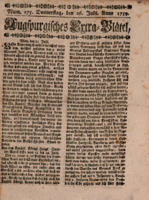 Augspurgische Ordinari-Post-Zeitung (Augsburger Postzeitung) Donnerstag 26. Juli 1759